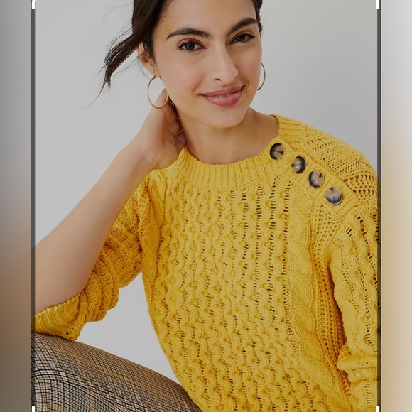 Ann Taylor Mixed Cable Shoulder Button Sweater - Picture 4 of 4